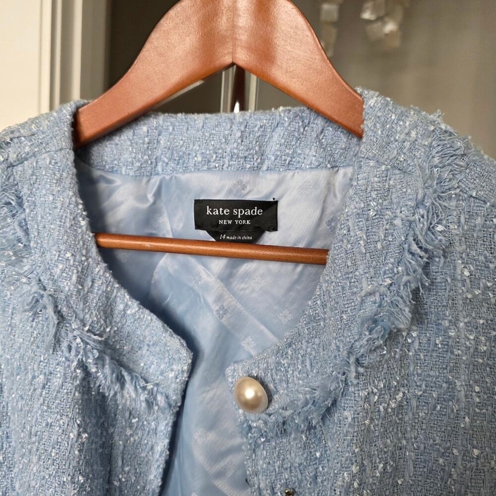 Kate Spade Blue Hydrangea Tweed Shift Dress Size 14 - Picture 8 of 9